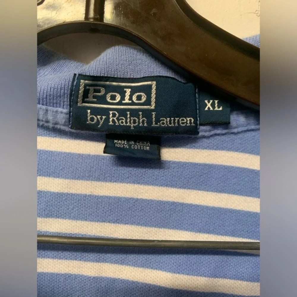 Polo By Ralph Lauren XL Blue Striped Short Sleeve Polo Collared‎ Shirt